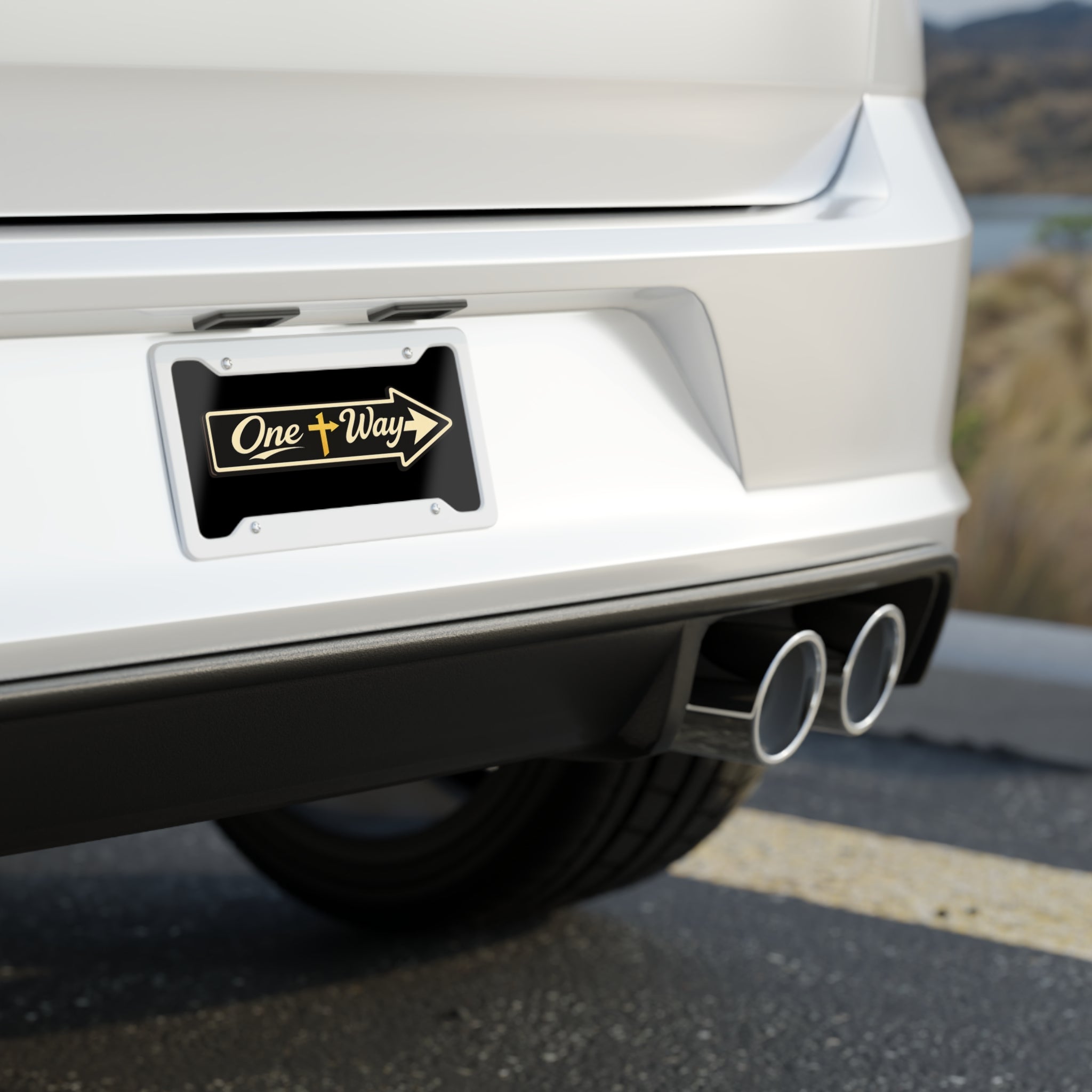 One Way Cross Arrow License Plate