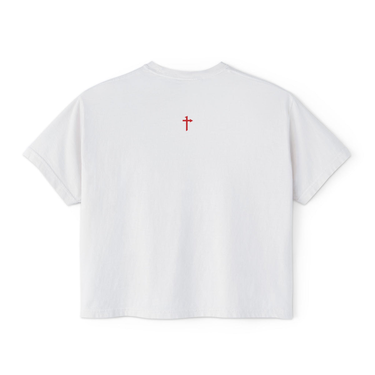 One Way John 14:6 Boxy Tee — Women's Christian Crop T‑Shirt with Back Cross