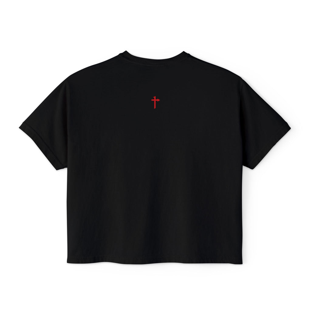 One Way John 14:6 Boxy Tee — Women's Christian Crop T‑Shirt with Back Cross